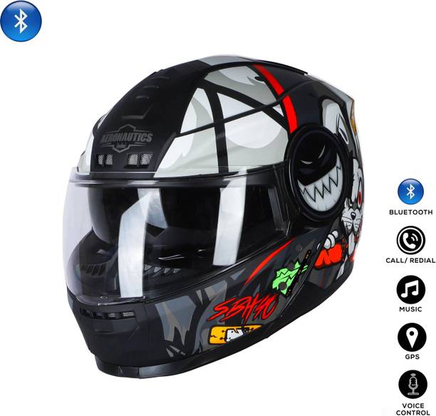 Steelbird Crazy Doe Bluetooth Full Face ISI Certified Helmet for Men with Inner Sun Shield Motorbike Helmet