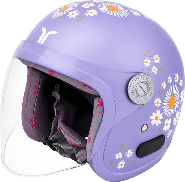 TVARRA Daisy Open Face Lilac Women's Helmet, Small,Printed Design, ISI certified