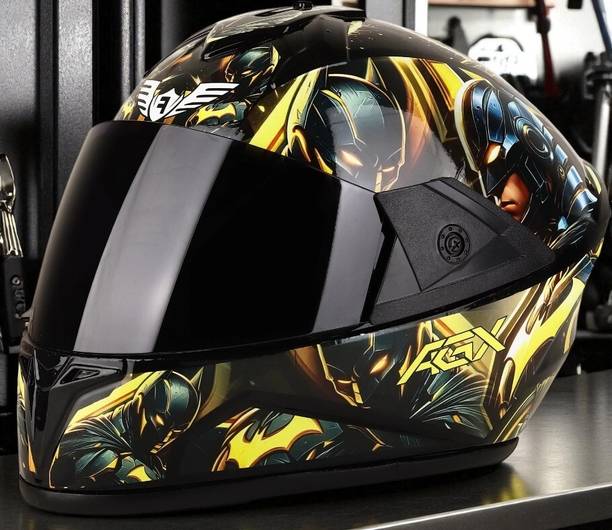 deletion Fighter Bat-Man HD Graphics with Anti UV PC Visor ABS Material Unisex (NN-1) Motorbike Helmet