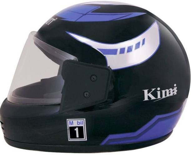 Lxt _BLUE KIMI FULL Face Helmet With ISI Certified SAVE OUR LIFE Motorbike Helmet