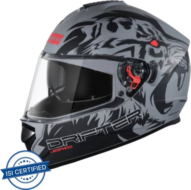 STUDDS Drifter D2 Full Face Helmet with Clear Visor (Matt Grey N9, L) Motorbike Helmet