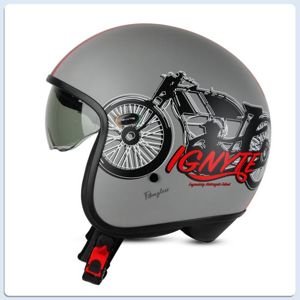 IGNYTE IGN-10 Oldie Moto ECE 22.05/ISI/DOT Certified Open Face Helmet with Sun Shield Motorbike Helmet