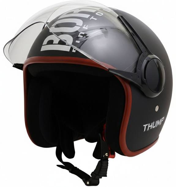 ASCONE Thump BTR Open Face Helmet, Unisex, ISI Approved, Clear PC Visor, Medium, 58cm Motorbike Helmet