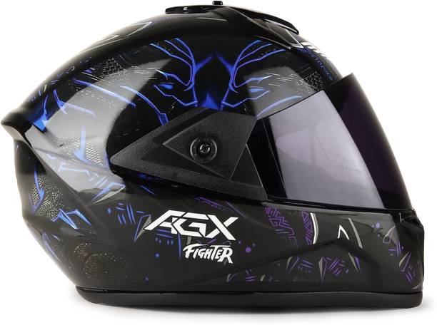 Agx Fighter Black Panther HD Graphics with Anti UV PC Visor ABS Material Unisex Motorbike Helmet