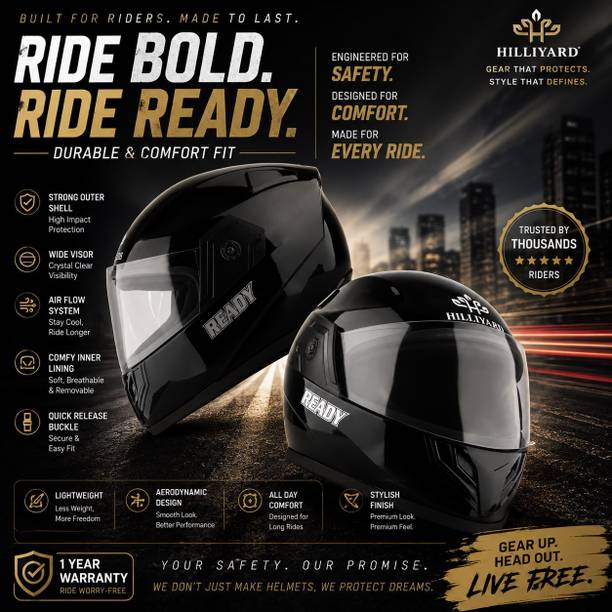 HILLIYARD Riding Full Face Helmet for Men & Women | ISI Approved | Matte Motorbike Helmet