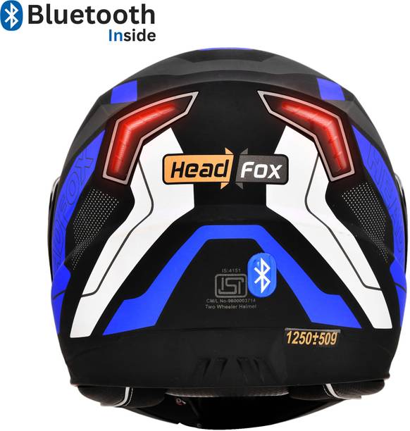HEADFOX N2 Smart Bluetooth sba7 Calls | Music | GPS | Waterproof | Voice Command Road DV Motorsports Helmet