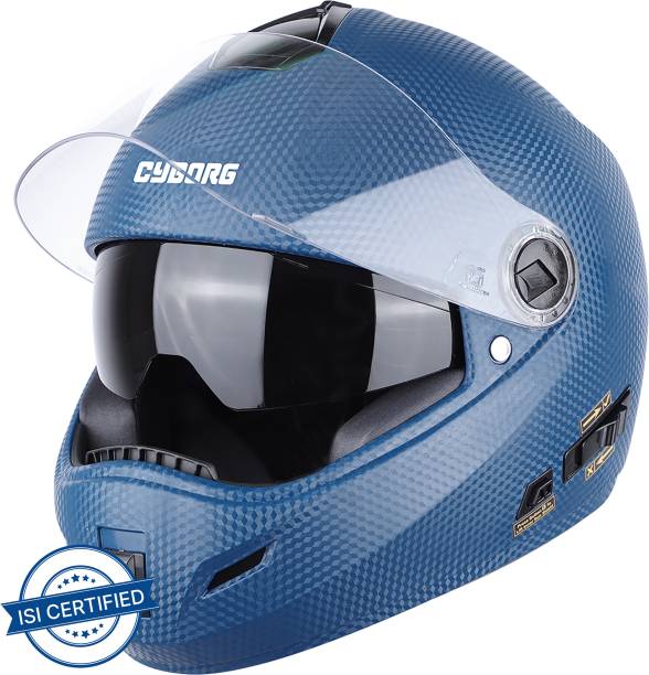 Steelbird Rox Cyborg ISI Certified Full Face for Men & Women with Inner Sun Shield Motorbike Helmet