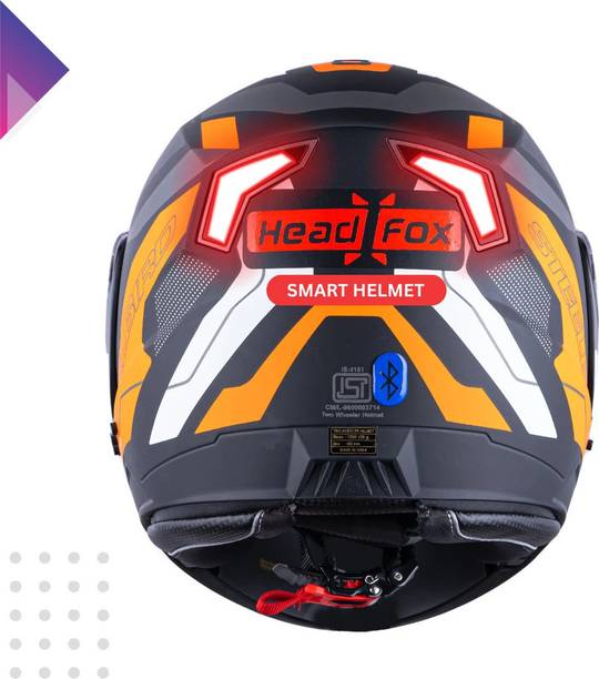 HEADFOX N2 Air 7 Smart Bluetooth Music | Calls | GPS | Waterproof | Voice Asst. Road DV Motorbike Helmet