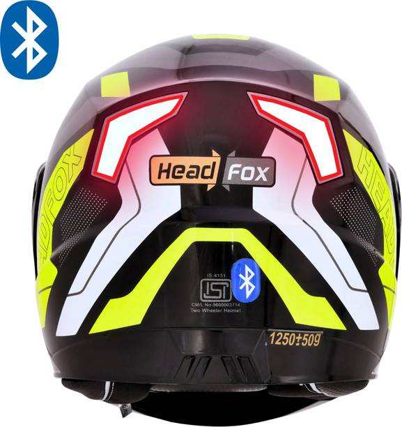 HEADFOX N2 Gloss Air 7 Smart Bluetooth Helmet: Calls, Music , GPS & Voice Asst. Road DV Motorbike Helmet