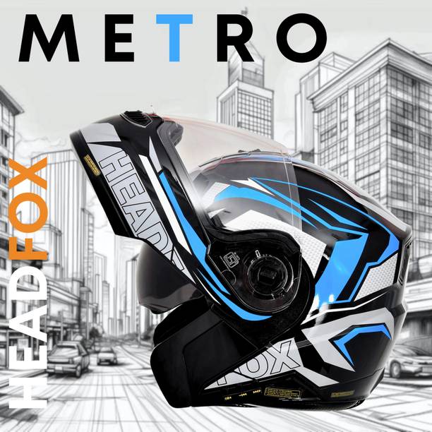 HEADFOX Metro N2 Smart Bluetooth Helmet with Flash Lights | Music |Calls| Voice Asst. DV Motorbike Helmet
