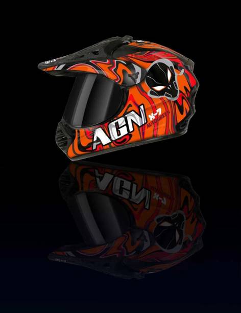 FOROLY Auto Green X-7 Alien ABS Material with Rainbow visor Motorbike Helmet
