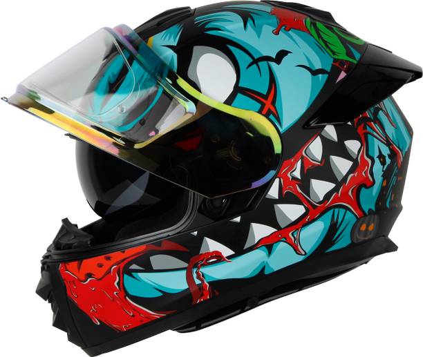 IGNYTE IGN-8 Pumpkin ISI/DOT Certified Full Face Graphic Helmet with Inner Sun Shield Motorbike Helmet