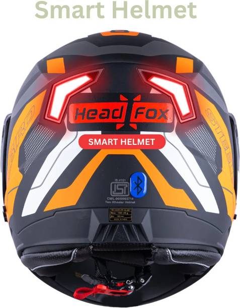 HEADFOX N2 Air 7 Smart Bluetooth Calls | Voice Asst. | GPS | Waterproof | Music Road DV Motorsports Helmet