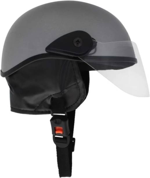 Anjana ALL MULTIPURPOSE HALF FACE HELMET FOR UNISEX (GLOSSY SILVER) Motorbike Helmet