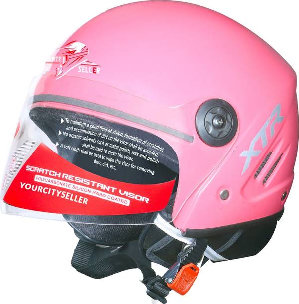 YOURCITYSELLER Pink Strong and Durable Stylish Matt Finish Half Face Bike Helmet Motorbike Helmet