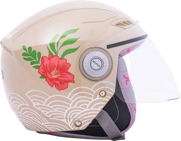 TVARRA Lilt Open Face Sandy Beige Women's Helmet, Small, Printed Design, ISI certified Motorbike Helmet