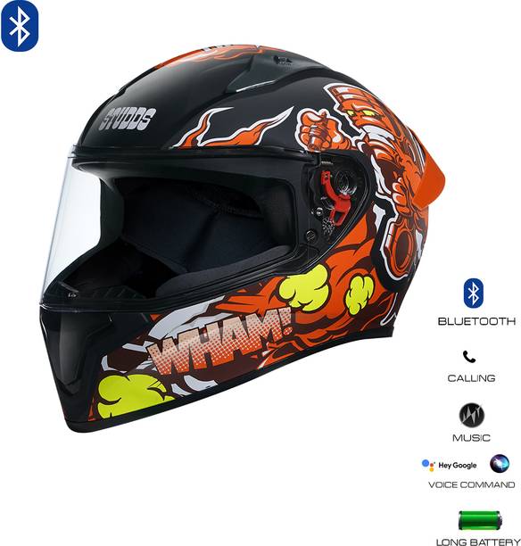 स्टड्स Thunder Communication Ready D10 Bluetooth Helmet हेलमेट