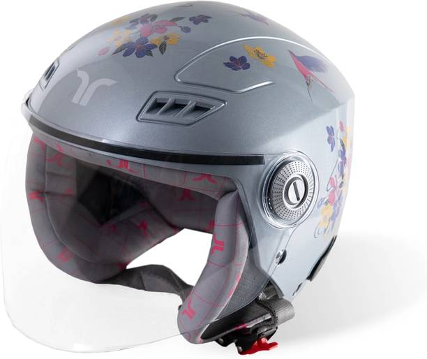 TVARRA Blossom Open Face Indigo Bloom Women's Helmet,Small,Printed Design,ISI certified Motorbike Helmet