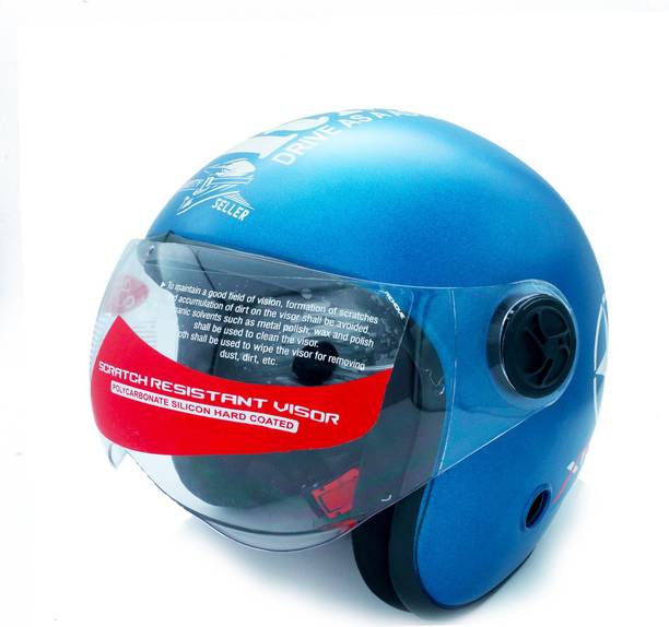 stiss Open Face Bullet Bike Helmet for Unisex Adult | Lightweight & Compact (Blue) Motorbike Helmet