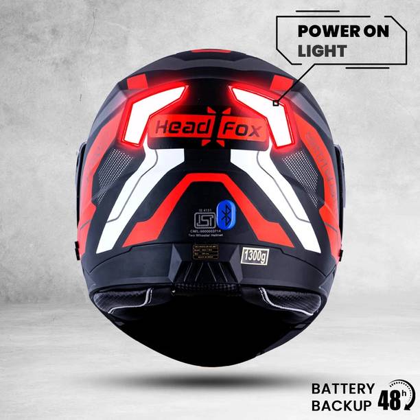 HEADFOX Smart Bluetooth ISI Certified Flip-Up for Men and Women Road Matt Red & Black Motorsports Helmet