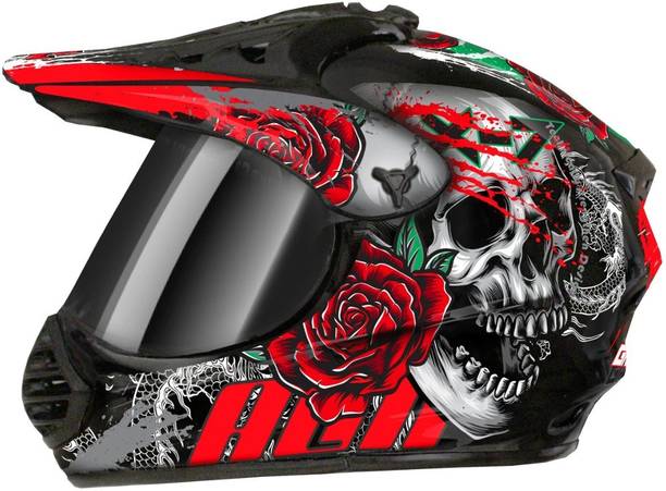 FOROLY Auto Green X-7 Devil ABS Material with Rainbow visor Motorbike Helmet
