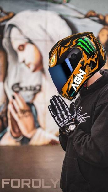 Racing-1 AGN Monster With Rainbow Visor ABS Material Unisex Motorbike Helmet Motorbike Helmet