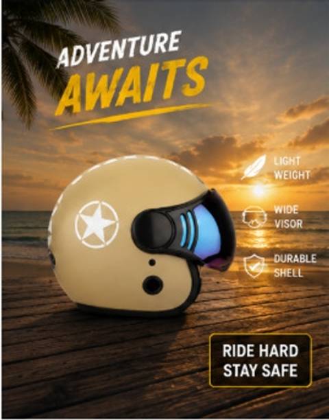 HILLIYARD Matte Finish Open Face Helmet | Rainbow Visor | Daily Riding Motorbike Helmet