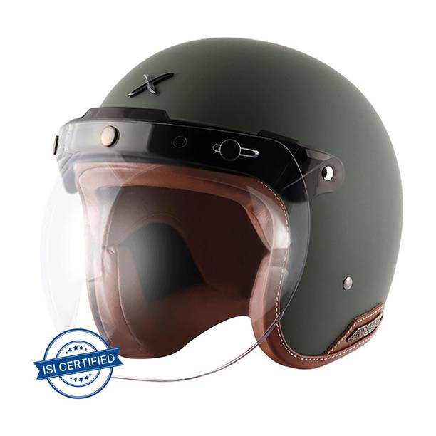 Axor Retro Jet Leather Motorbike Helmet