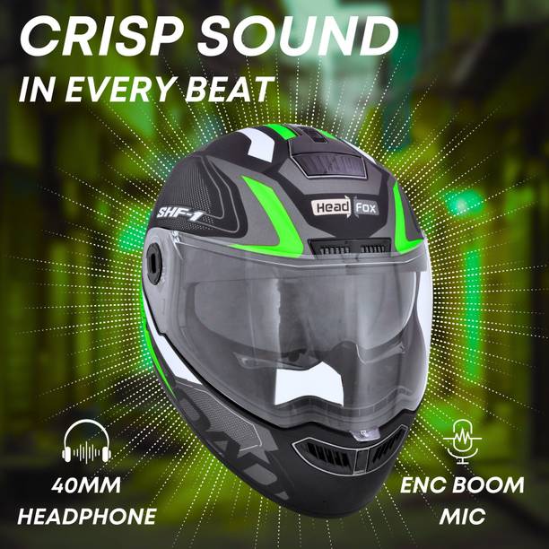 HEADFOX N2 Smart Bluetooth sba7 Calls | Music | GPS | Waterproof | Voice Command Road DV Motorbike Helmet