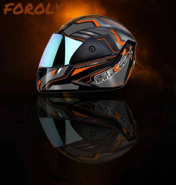 FOROLY Samrat Strom ABS Material with Rainbow visor Motorbike Helmet