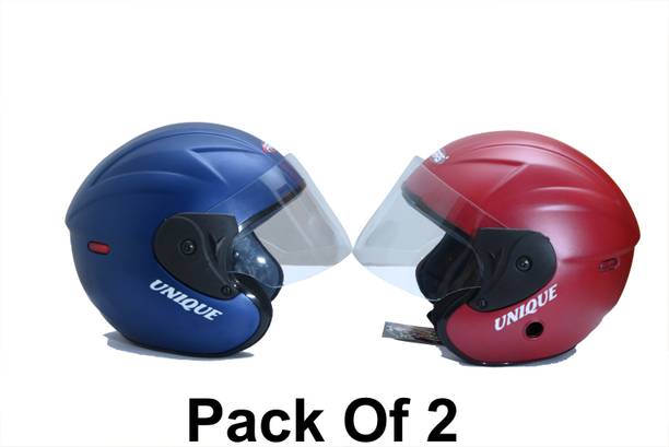 पारस ISI Certified Open Face Helmet Red & Blue Medium हेलमेट