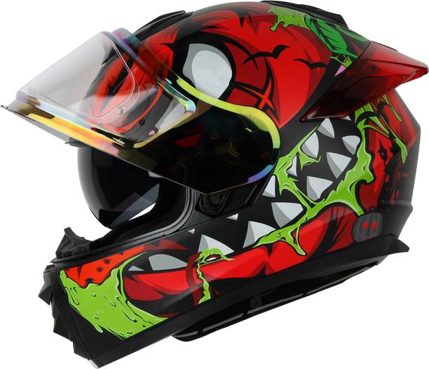 IGNYTE IGN8 Pumpkin ISI/DOT Certified Full Face Graphic Helmet with Inner Sun Shield Motorbike Helmet