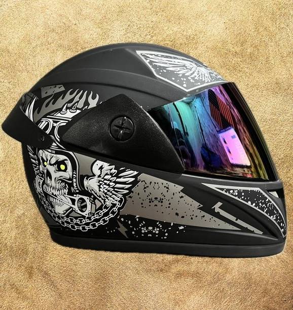 Anjana ABS GHOST RIDER FULL FACE HELMET WITH RAINBOW VISOR & EPS LINING Motorbike Helmet