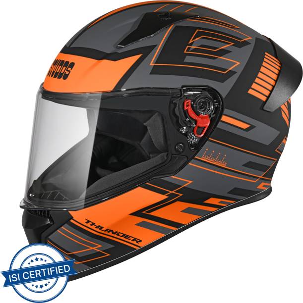 STUDDS Thunder Full Face Helmet D3 with Clear Visor (Matt Black N10, L) Motorbike Helmet