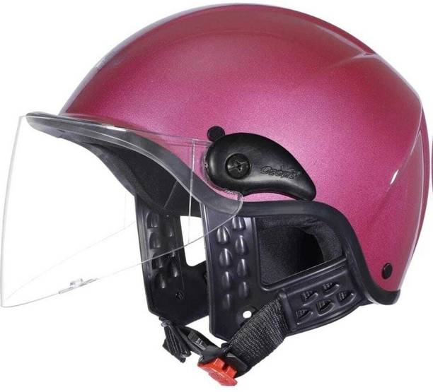 Anjana OGGY HALF FACE HELMET FOR UNISEX WITH PC VISOR & AERO DESIGN (PINK) Motorbike Helmet
