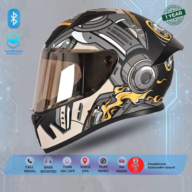 MAXROAD D1 Bluetooth High-Quality Full Face Black Grey Music, Call, Speaker, Size Medium Motorbike Helmet