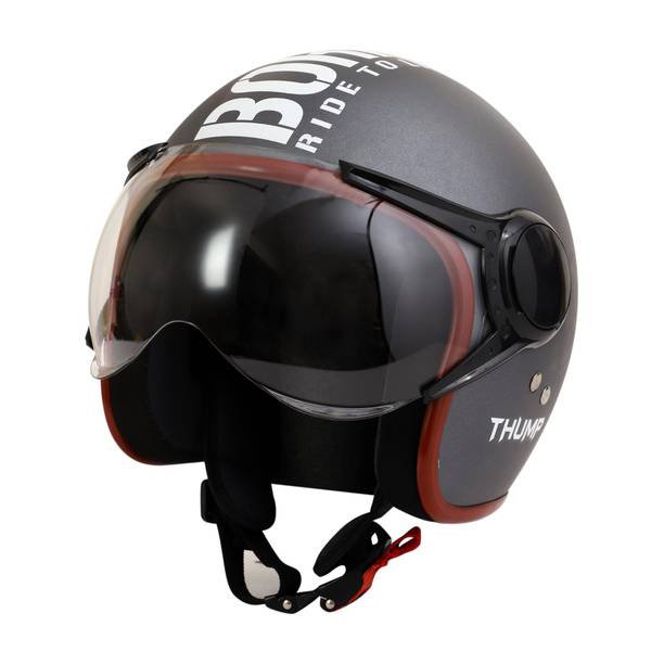 ASCONE Thump BTR Open Face Helmet, Unisex, Medium, 58 CM, Clear PC Visor Motorbike Helmet