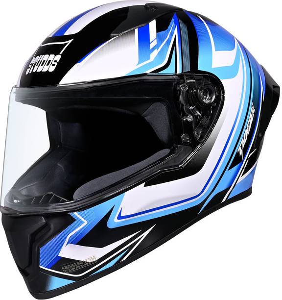 STUDDS Thunder Flash Full Face ISI & DOT Certified Helmet with Spoiler and Clear Visor Motorbike Helmet