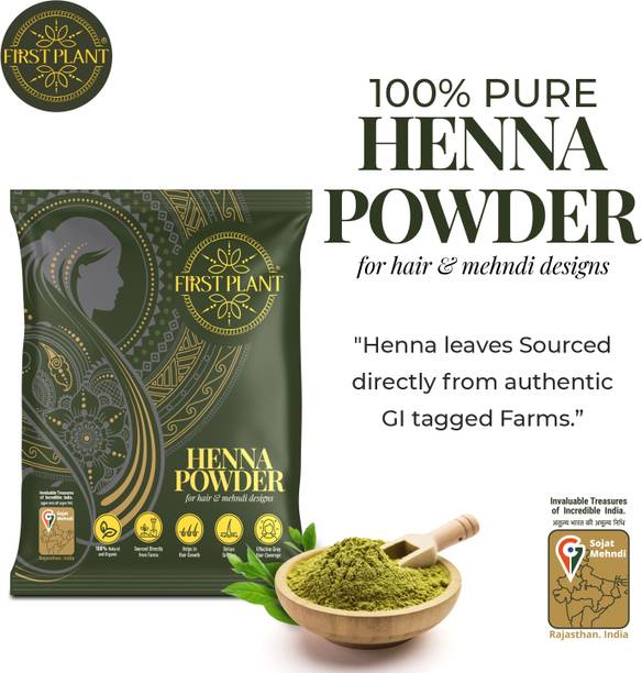 FIRST PLANT Natural Rajasthani Henna Powder | Herbal Heena Mehendi Powder for Hair Coloring