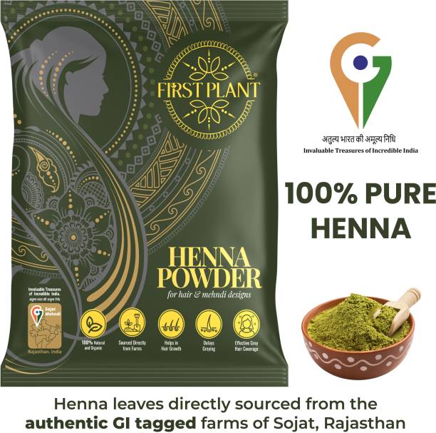 FIRST PLANT Premium Rajasthani HENNA POWDER, ORGANIC Henna for Hair Colour and Hair Care