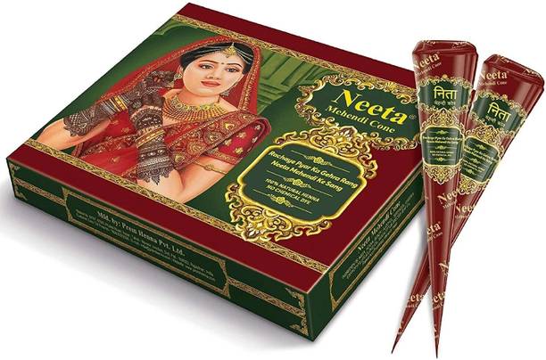 Neeta Mehendi Cone Henna temporary tattoo (Pack of 12 Pcs)