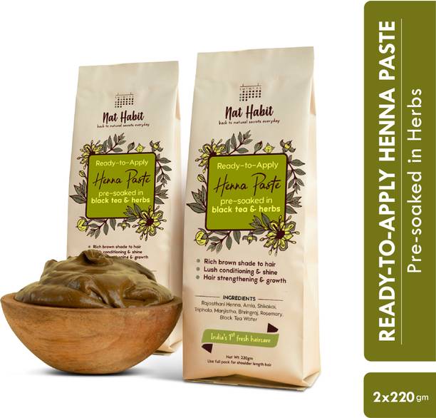 Nat Habit Ready to Apply Henna Paste,Organic,Mehandi Hair Color for Rich Brown shade