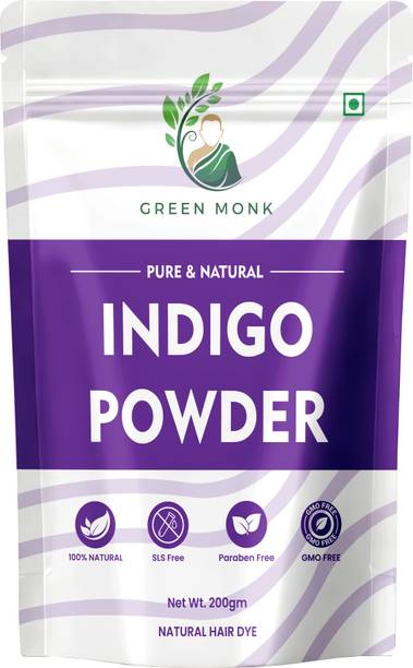 green monk Organic Indigo Powder Henna, Indigofera Tinctoria For Hair Color & Hair Care