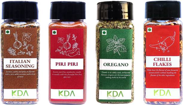 KDA Super Value Pack | Italian Seasoning + Piri Piri + Oregano + Chilli Flakes