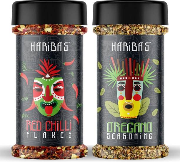HARIBAS Combo of Red Chilli Flakes & Oregano Sprinkler, 100g Each