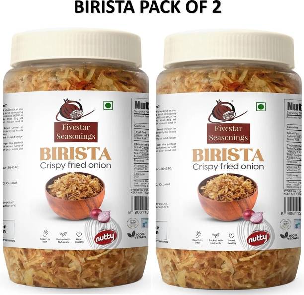 Nutty BIRISTA Crispy Fried Onion 250g (Pack of 2 Pcs), SeasoningsRich in Iron,250g