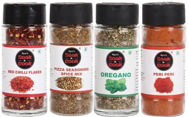 Ayus Soak & cook 4 in 1 Chilli Flakes 40g Oregano 35g Pizza Seasoning 60g Peri Peri 70g