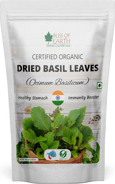 Bliss of Earth Dried Basil Leaves Tulsi leaf Aromatic Great for Tea, Soup, Salad & Health