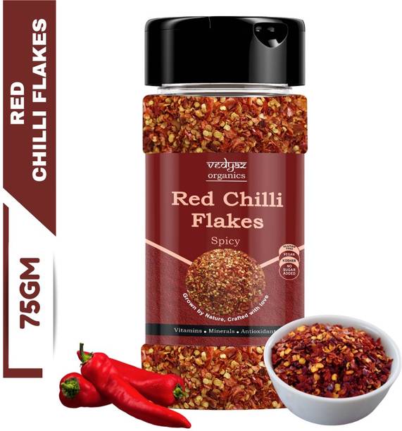 Vedyaz Organic Dry Red Chilli Flakes - Sprinkler Seasoning for Pizza, Pasta & Italian dishes