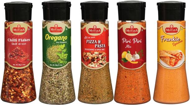 motaba masala Chilli Flakes, Dry Oregano, Pizza-Pasta Seasoning, Piri Piri & Franky Spice -